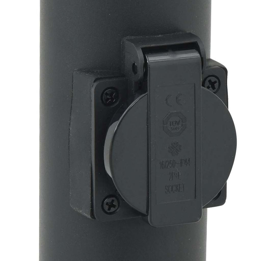 Bolderarmatuur met sensor en stopcontact 80 cm zwart IP44