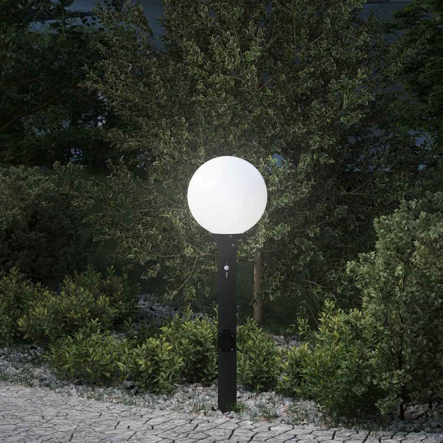 Bolderarmatuur met sensor en stopcontact 80 cm zwart IP44
