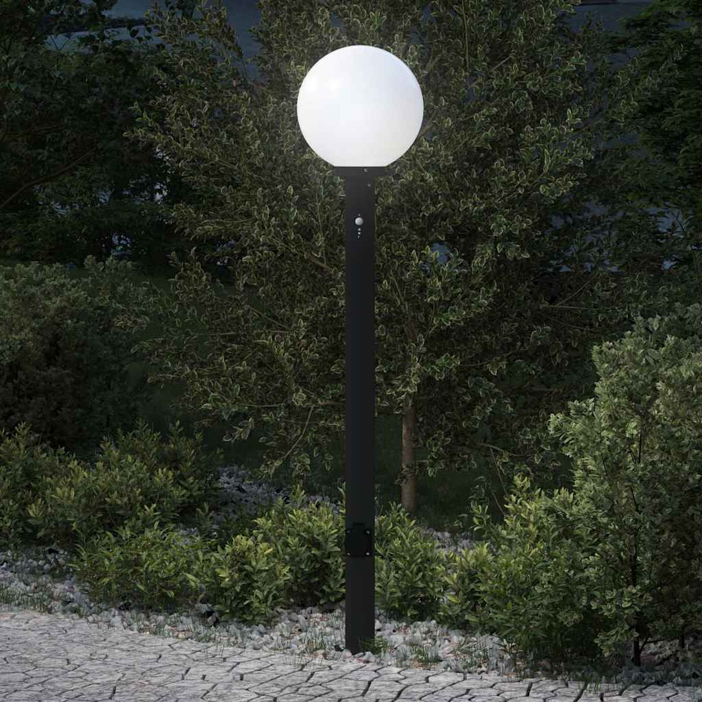 Bolderarmatuur met sensor en stopcontact 120 cm zwart IP44