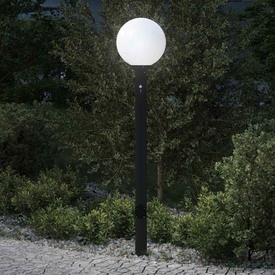 Bolderarmatuur met sensor en stopcontact 120 cm zwart IP44