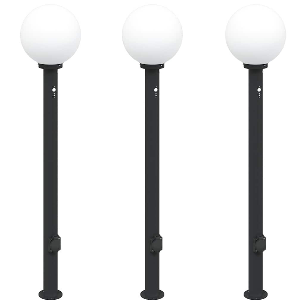 Bolderverlichting met sensor en stopcontact 3 stuks 120 cm zwart IP44