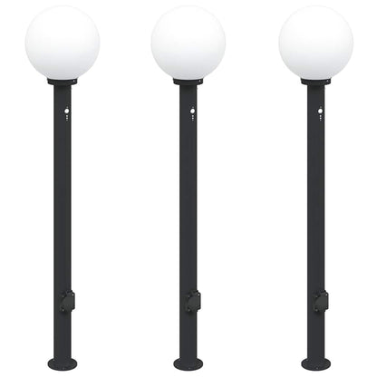 Bolderverlichting met sensor en stopcontact 3 stuks 120 cm zwart IP44