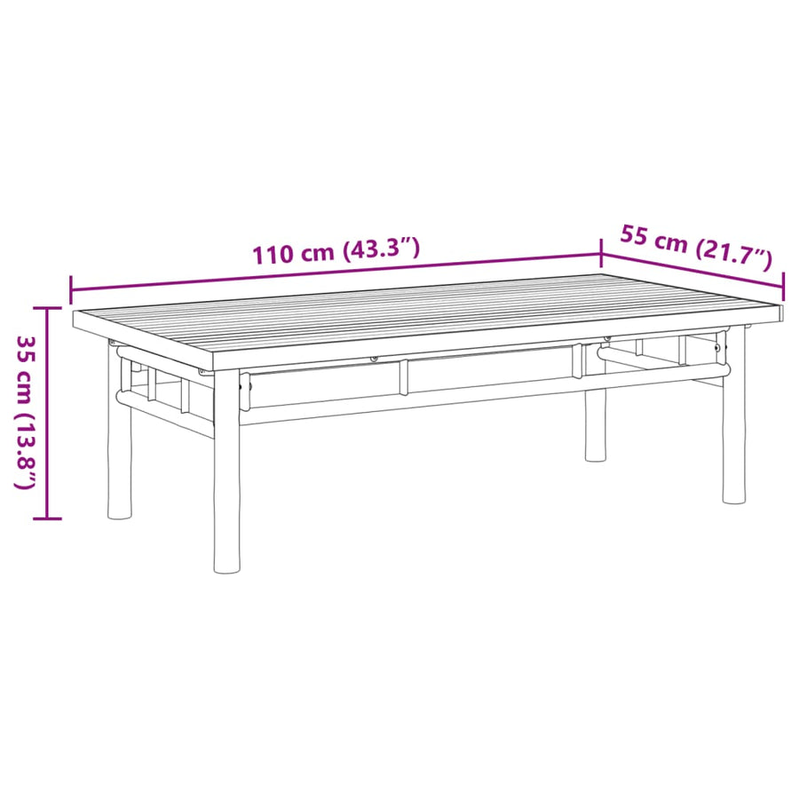 Salontafel 110x55x35 cm bamboe