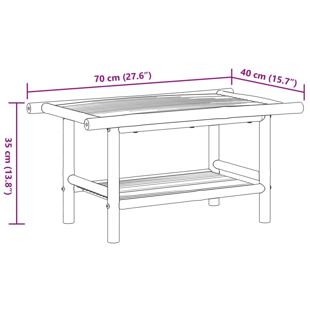 Salontafel 70x40x35 cm bamboe
