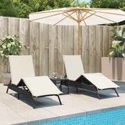 Ligstoelen 2 st poly rattan zwart