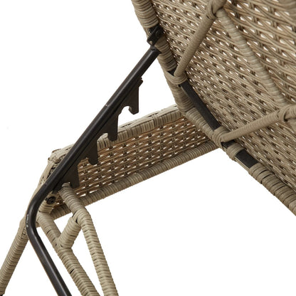 Ligstoelen 2 st met kussen poly rattan lichtgrijs