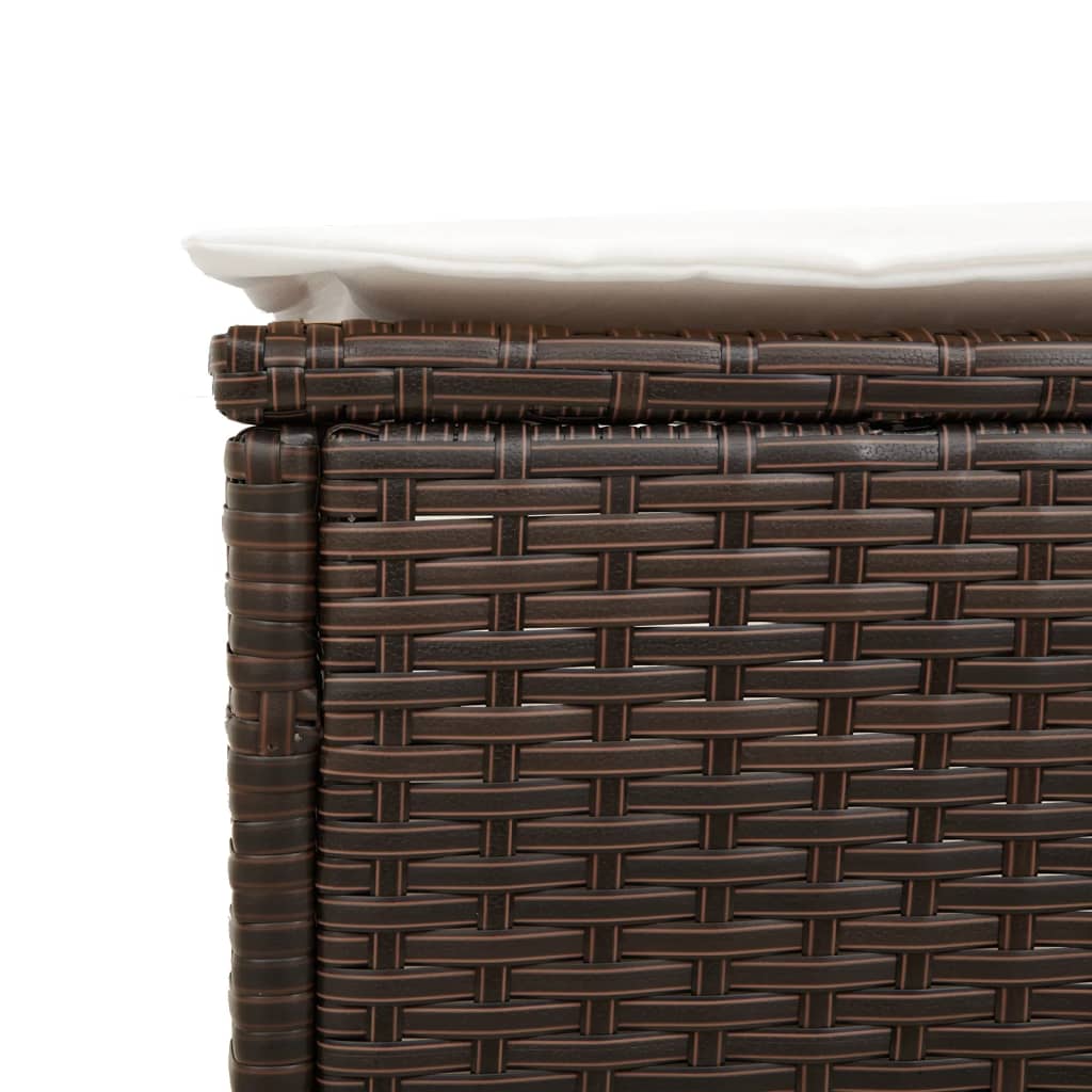 Ligstoelen 2 st met kussens poly rattan bruin