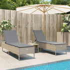 Sun loungers 2 pcs with cushions poly rattan beige