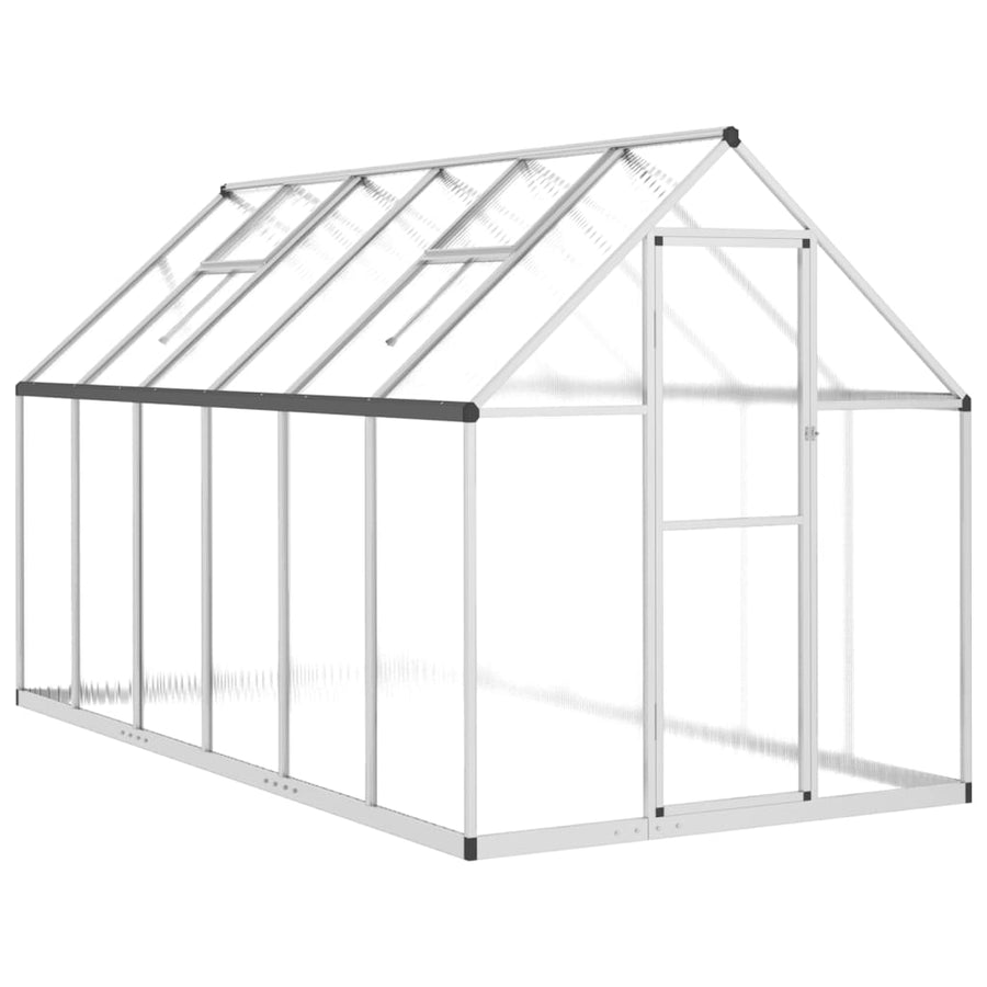 Tuinkas met basisframe 334x169x195 cm aluminium zilverkleurig