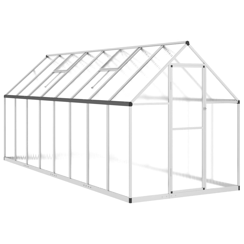 Tuinkas met basisframe 445x169x195 cm aluminium zilverkleurig