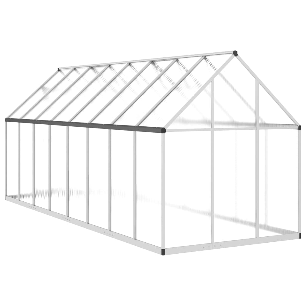 Tuinkas met basisframe 445x169x195 cm aluminium zilverkleurig