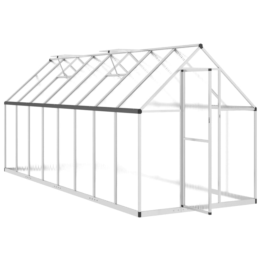 Tuinkas met basisframe 445x169x195 cm aluminium zilverkleurig