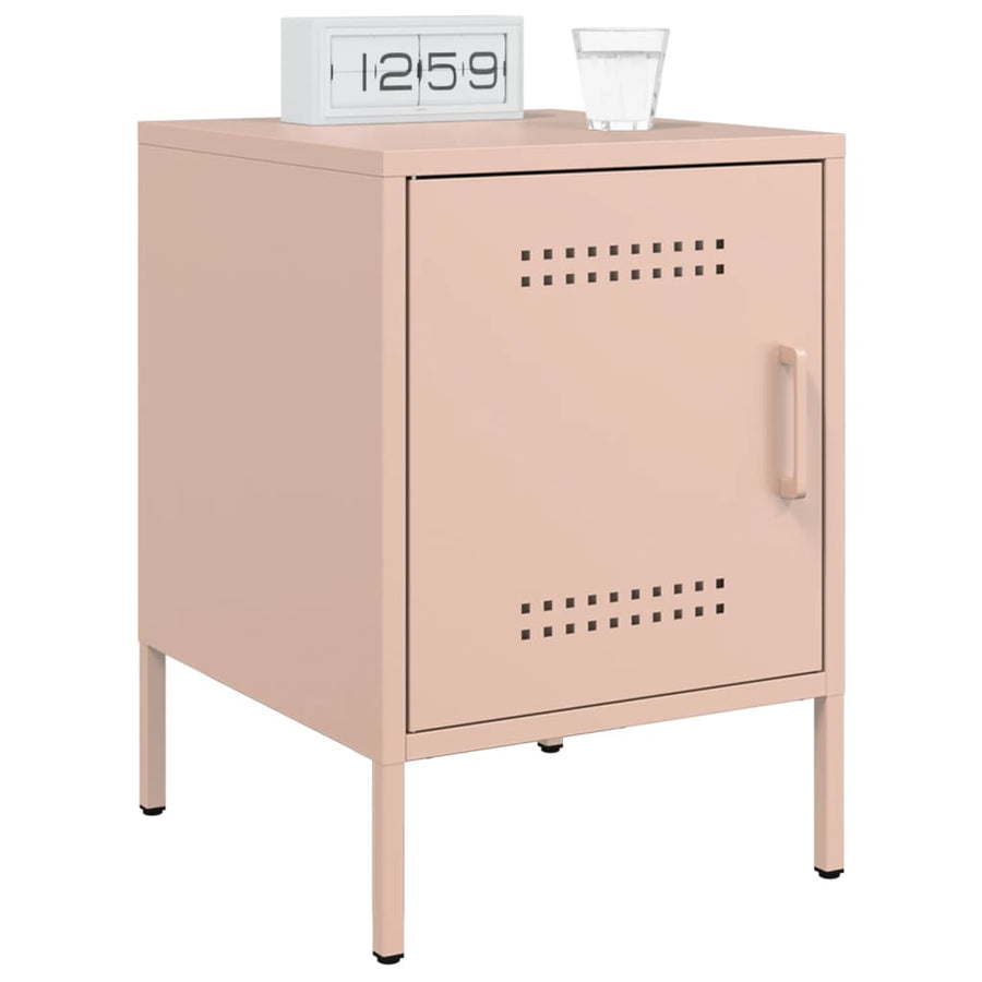 Nachtkastjes 2 st 36x39x50,5 cm staal roze