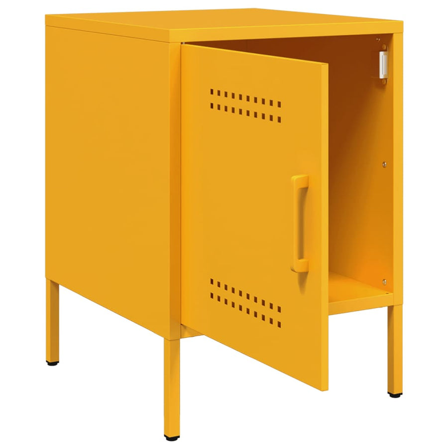 Nachtkastjes 2 st 36x39x50,5 cm staal mosterdgeel