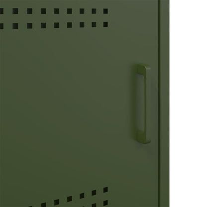 Nachtkastje 36x39x50,5 cm staal olijfgroen