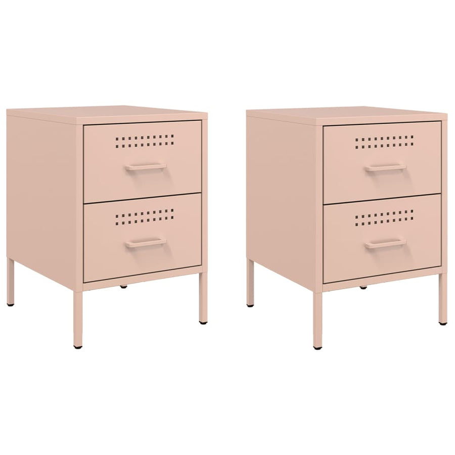 Nachtkastjes 2 st 36x39x50,5 cm staal roze