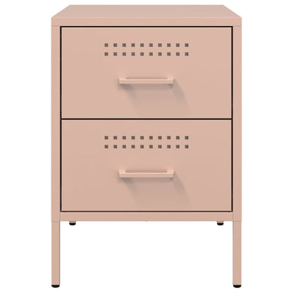 Nachtkastjes 2 st 36x39x50,5 cm staal roze