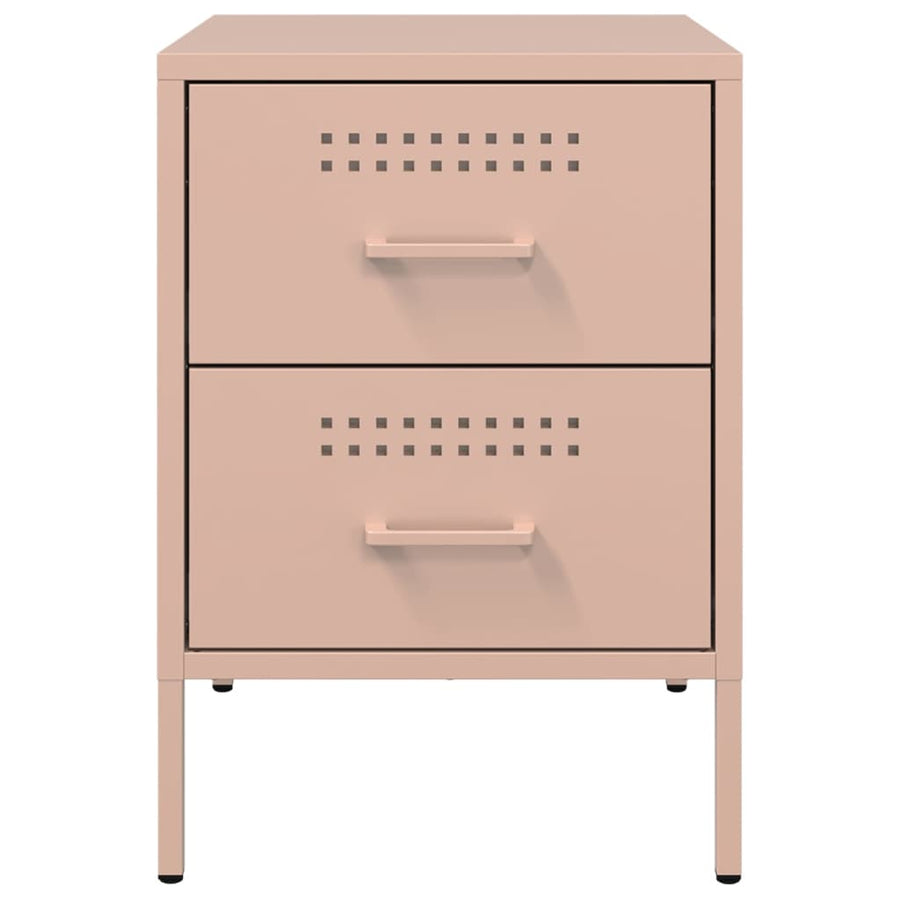Nachtkastjes 2 st 36x39x50,5 cm staal roze