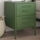 Bedside table 36x39x50.5 cm steel olive green