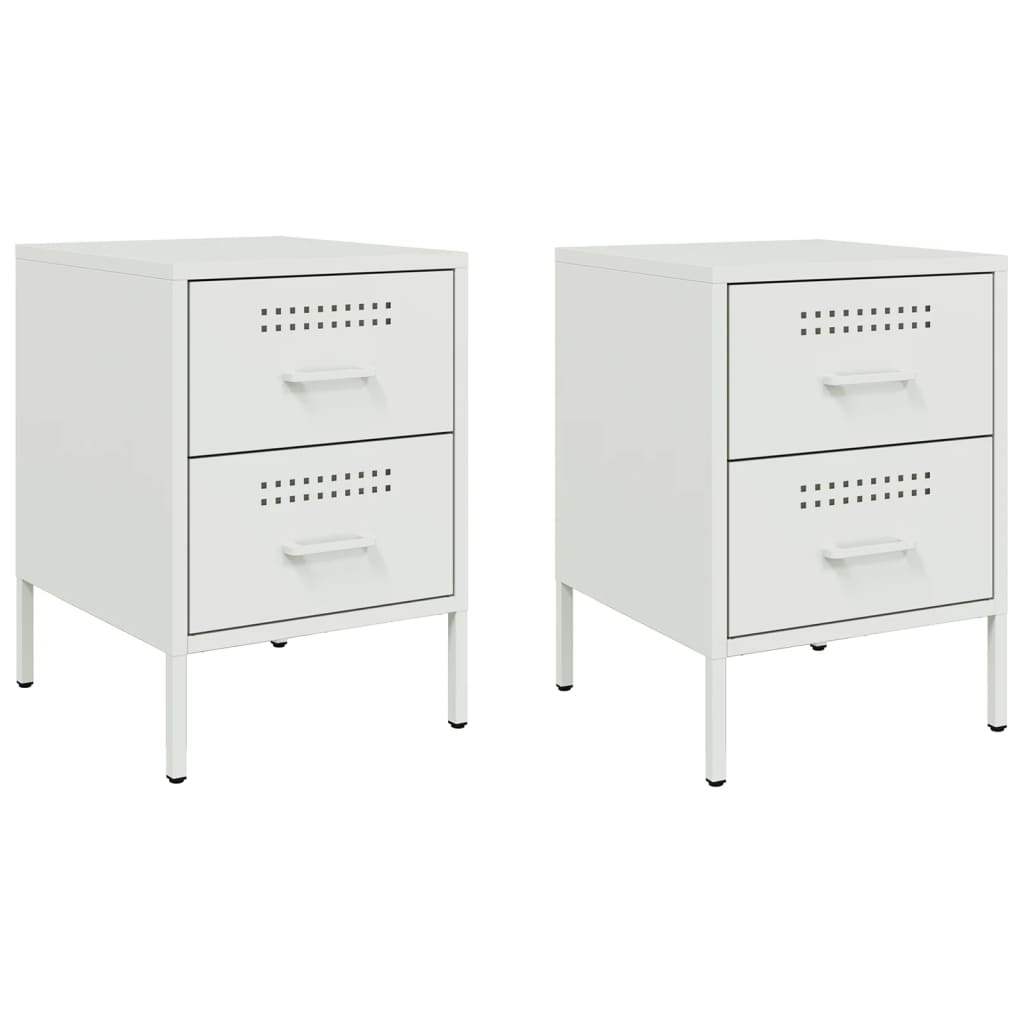 Nachtkastjes 2 st 36x39x50,5 cm staal wit