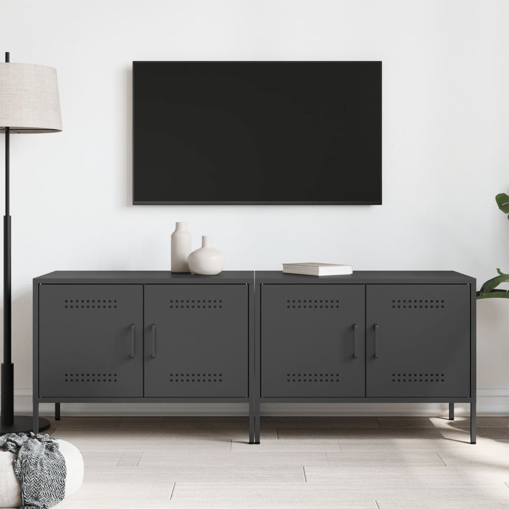 Tv-meubelen 2 st 68x39x50,5 cm staal zwart