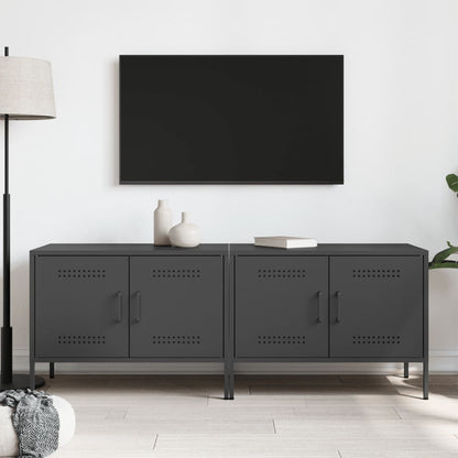 Tv-meubelen 2 st 68x39x50,5 cm staal zwart