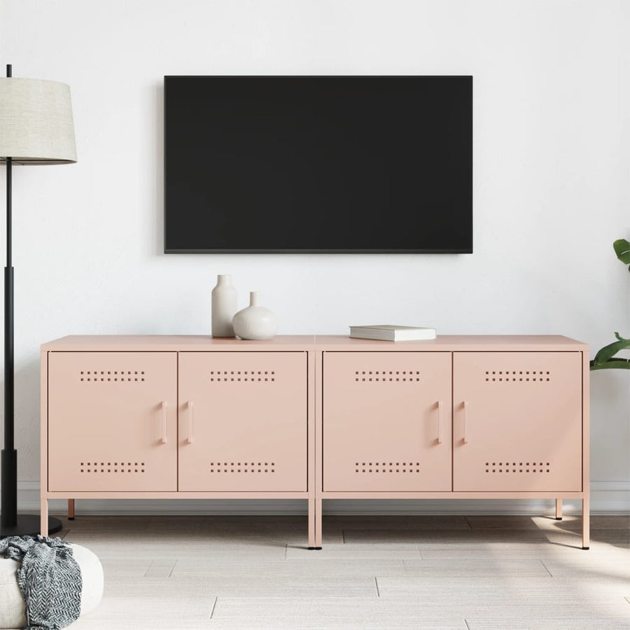 Tv-meubelen 2 st 68x39x50,5 cm staal roze