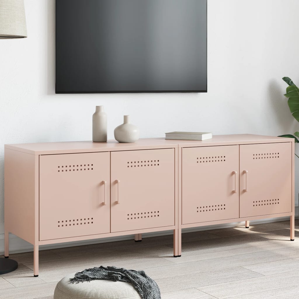 Tv-meubelen 2 st 68x39x50,5 cm staal roze