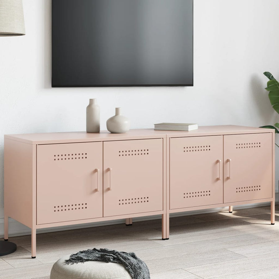Tv-meubelen 2 st 68x39x50,5 cm staal roze