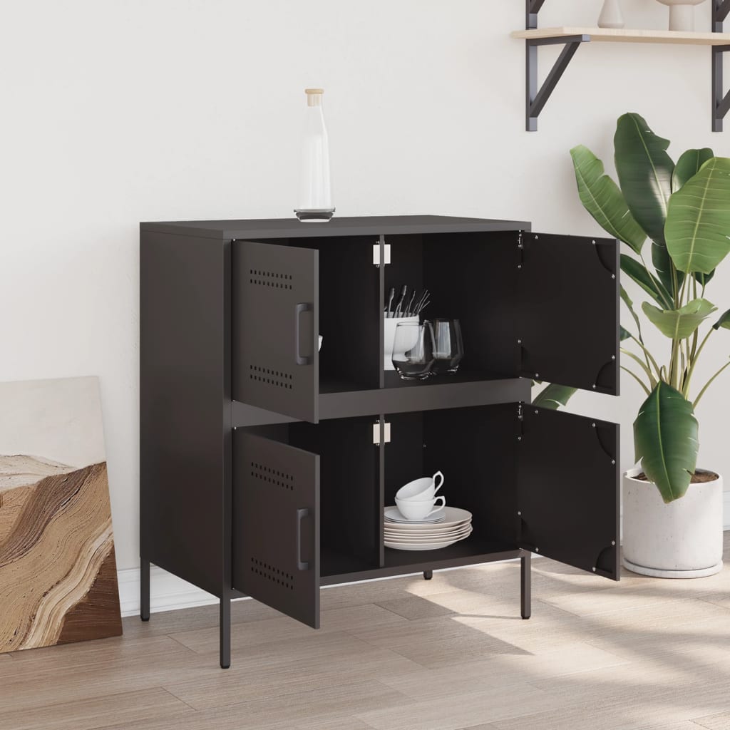 Dressoir 68x39x79 cm staal zwart