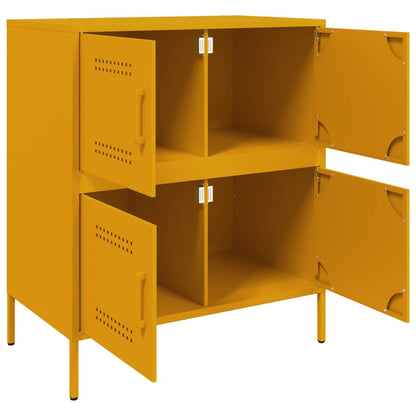 Dressoir 68x39x79 cm staal mosterdgeel
