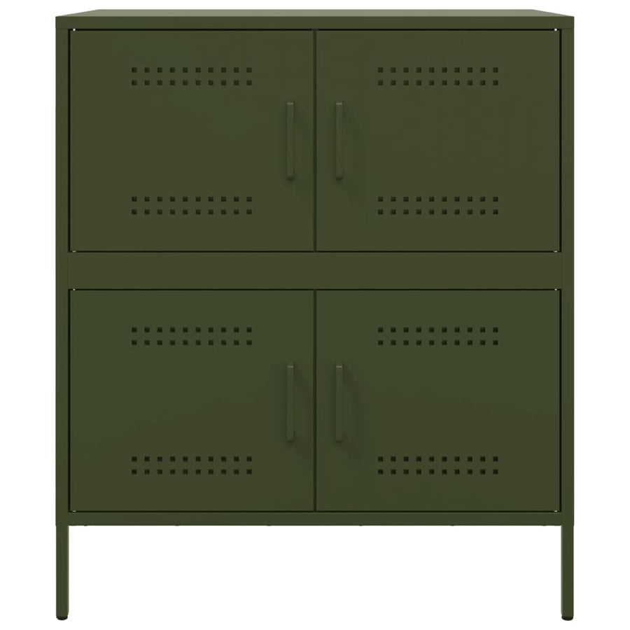 Dressoir 68x39x79 cm staal olijfgroen
