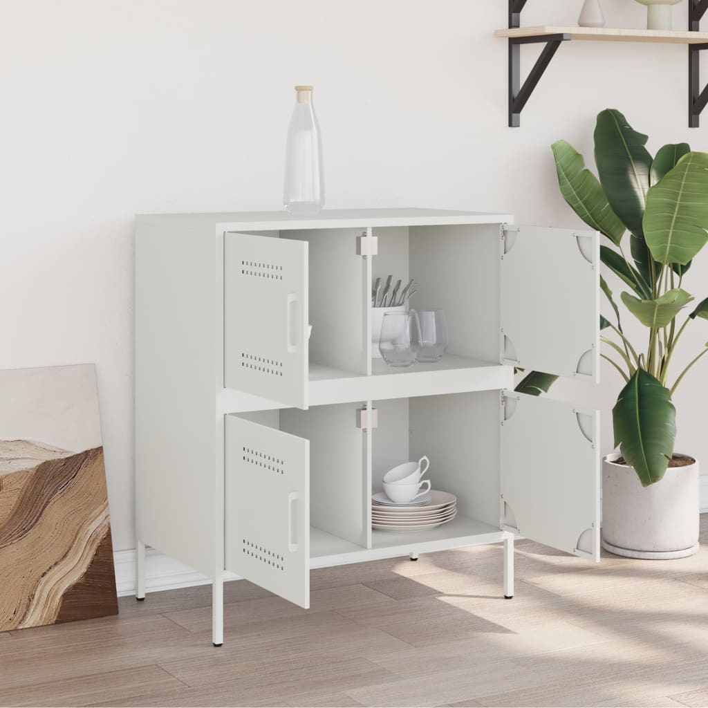 Dressoir 68x39x79 cm staal wit