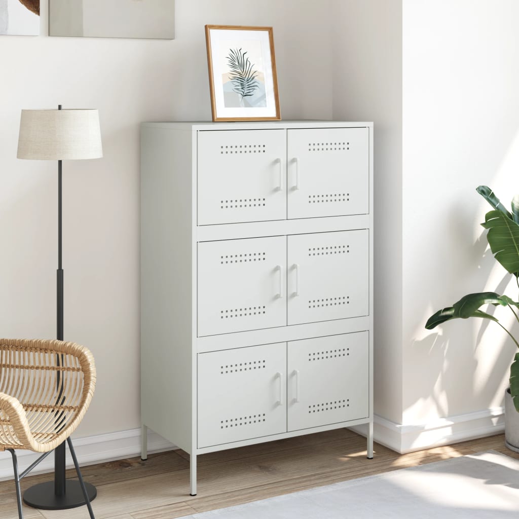 Hoge kast 68x39x113 cm staal wit