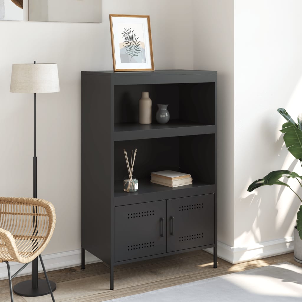 Hoge kast 68x39x113 cm staal zwart