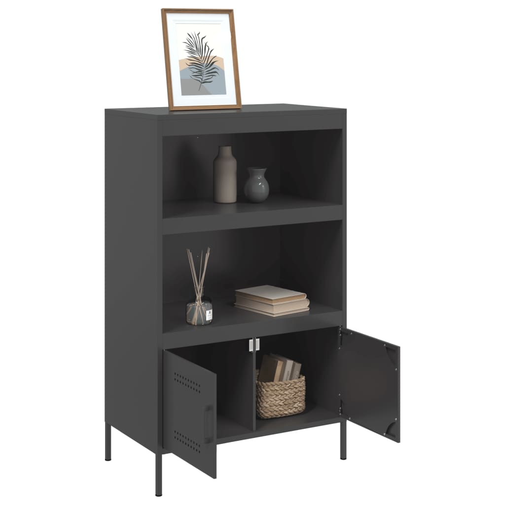 Hoge kast 68x39x113 cm staal zwart