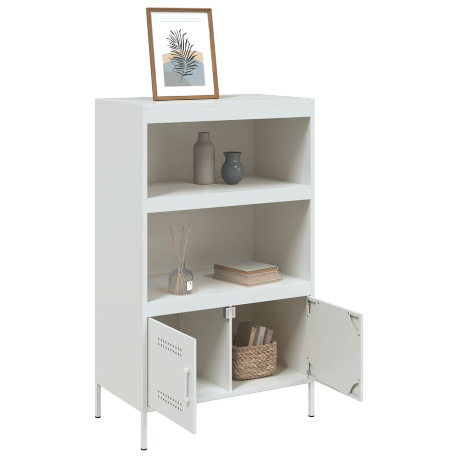 Hoge kast 68x39x113 cm staal wit