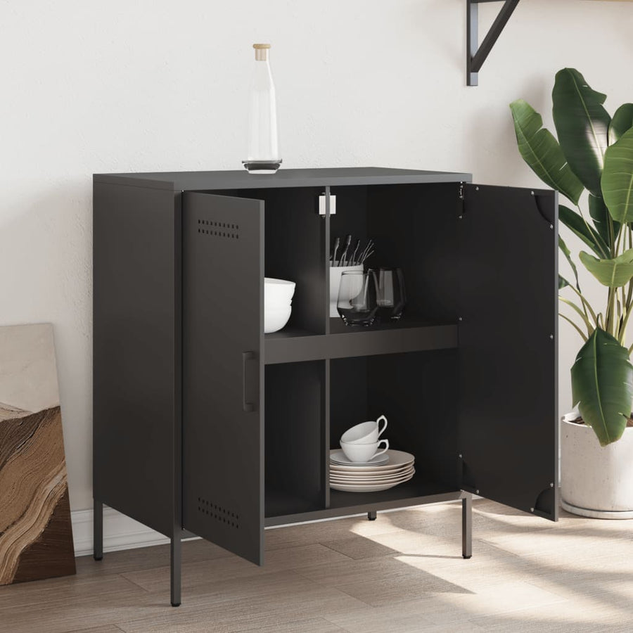 Dressoir 68x39x79 cm staal zwart