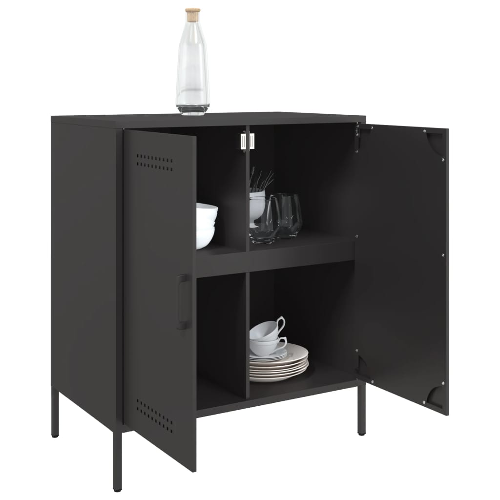 Dressoir 68x39x79 cm staal zwart