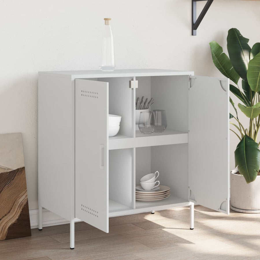 Dressoir 68x39x79 cm staal wit