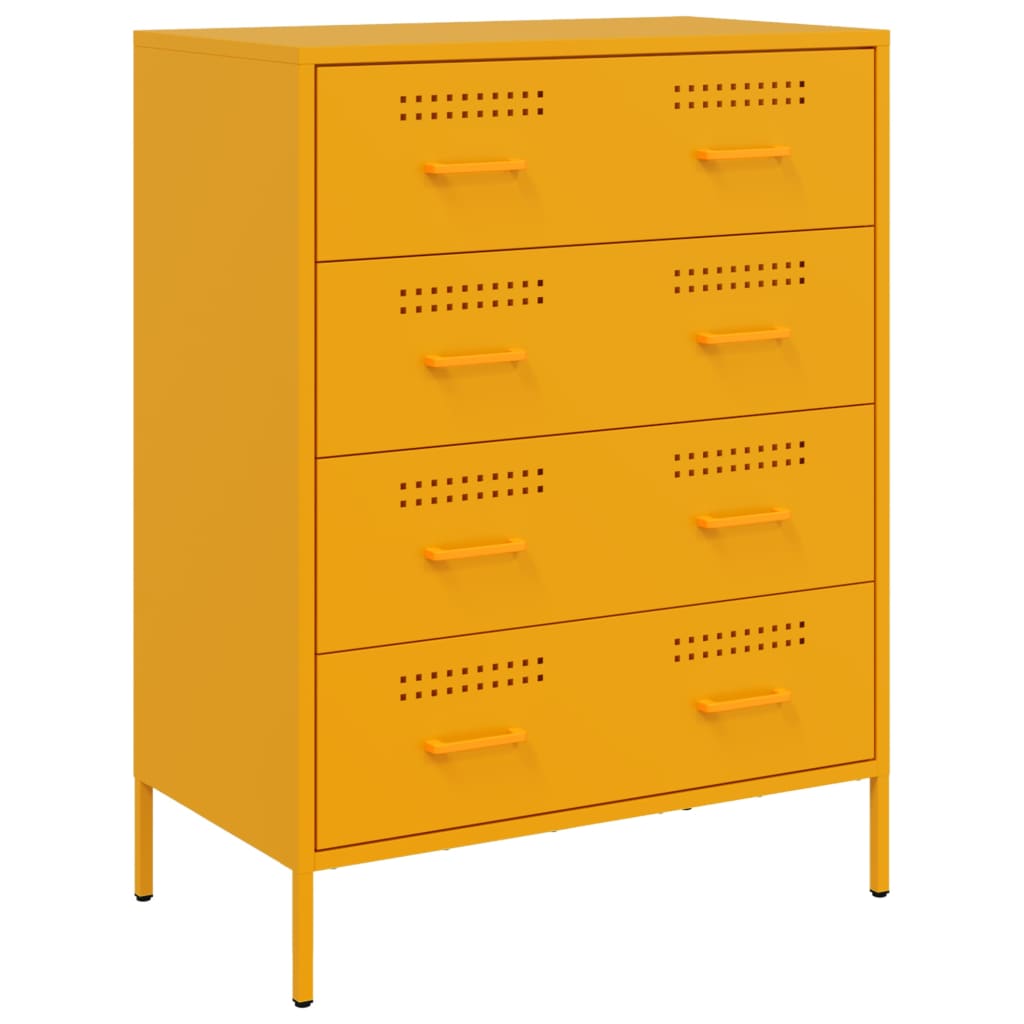 Dressoir 68x39x89 cm staal mosterdgeel