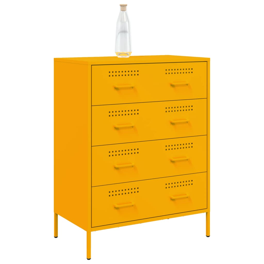 Dressoir 68x39x89 cm staal mosterdgeel