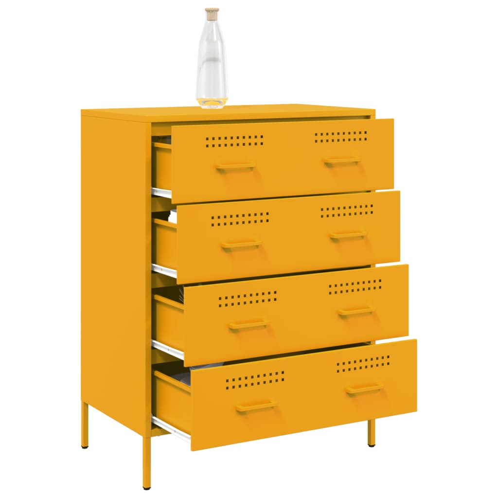 Dressoir 68x39x89 cm staal mosterdgeel