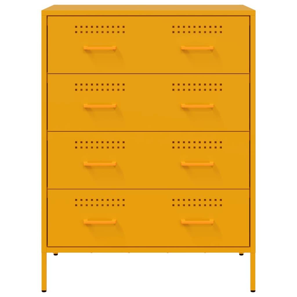 Dressoir 68x39x89 cm staal mosterdgeel