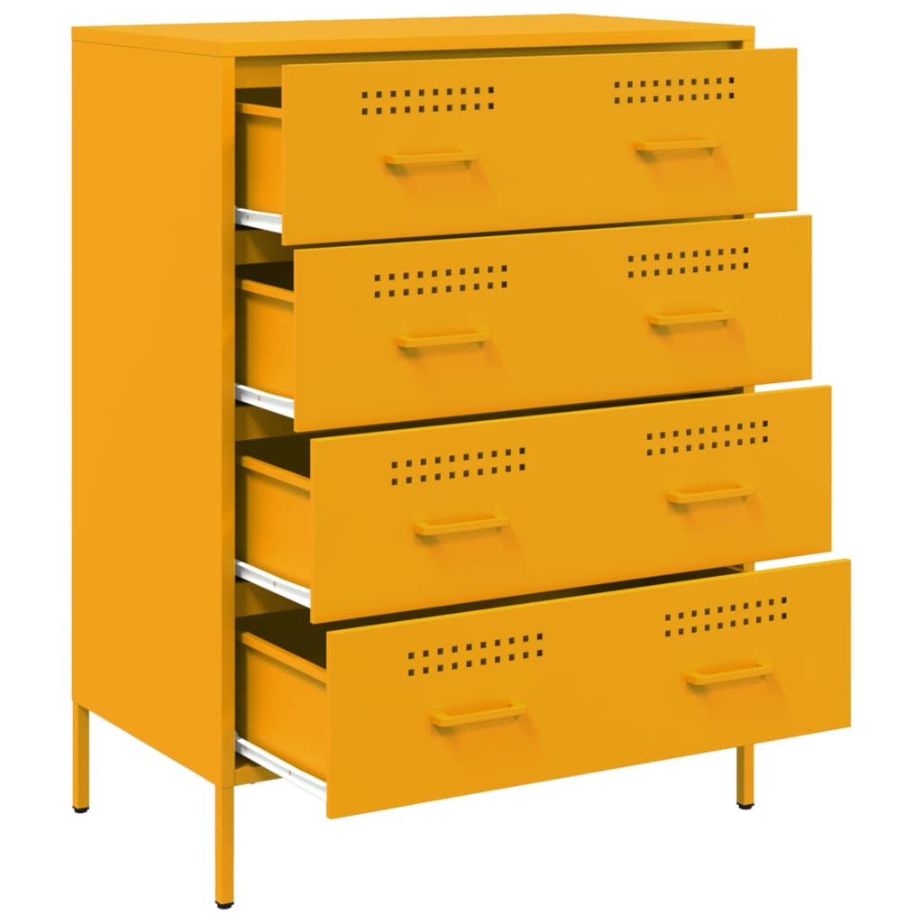 Dressoir 68x39x89 cm staal mosterdgeel