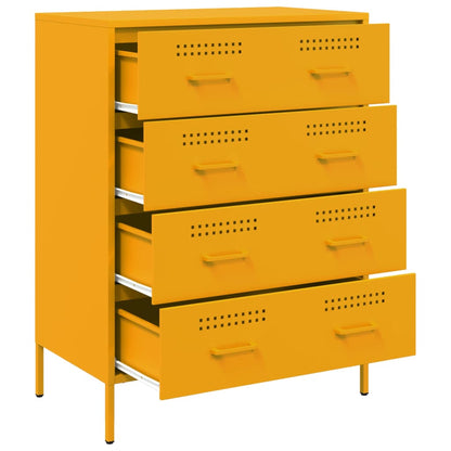 Dressoir 68x39x89 cm staal mosterdgeel