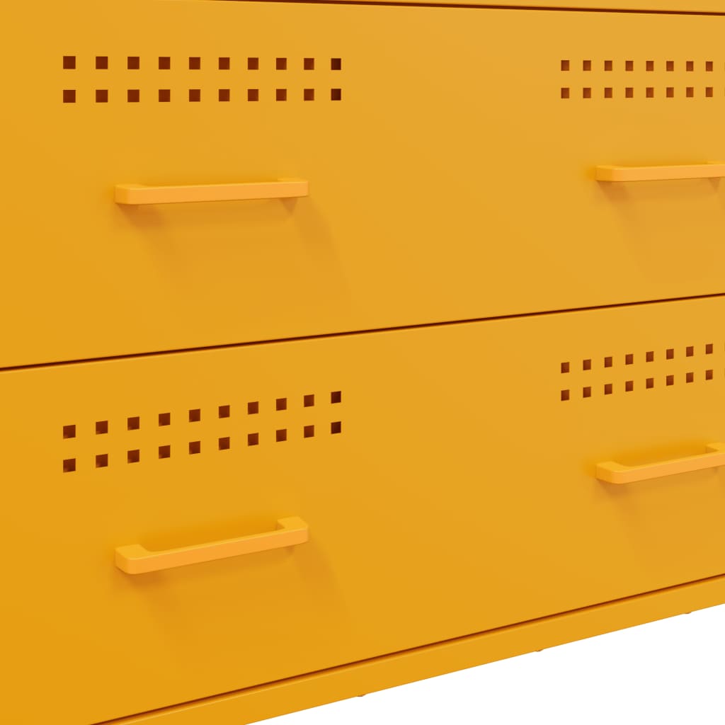 Dressoir 68x39x89 cm staal mosterdgeel