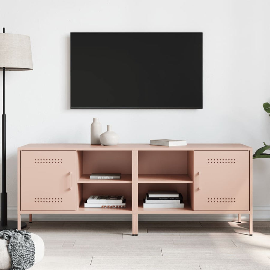 Tv-meubelen 2 st 68x39x50,5 cm staal roze
