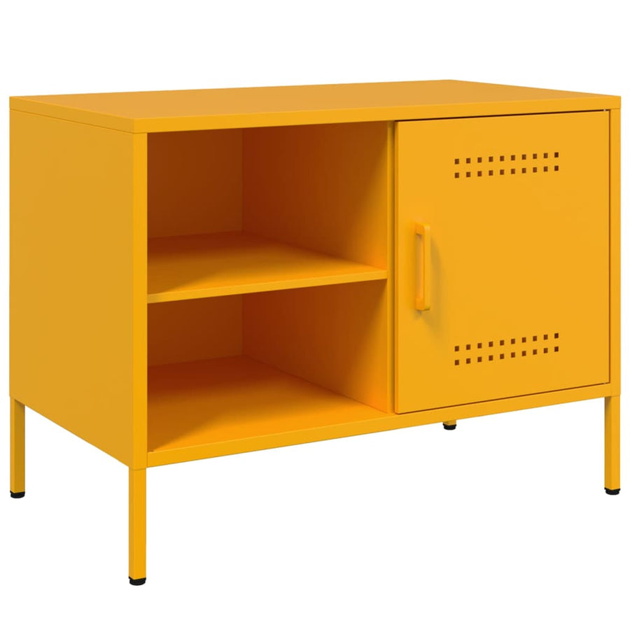 Tv-meubel 68x39x50,5 cm staal mosterdgeel