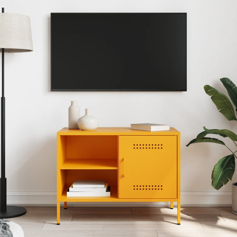 Tv-meubel 68x39x50,5 cm staal mosterdgeel